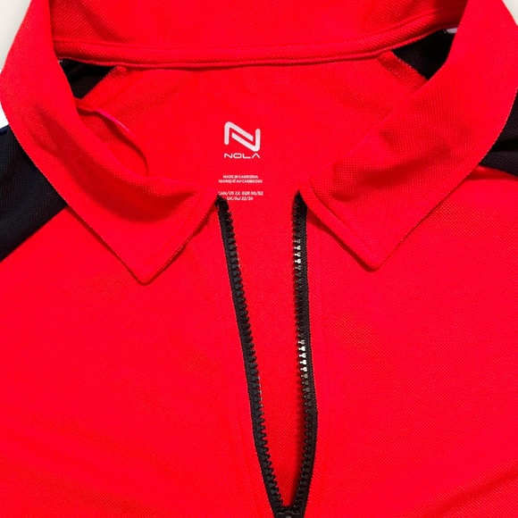 ADDITION ELLE - Nola Ladies Zippered Collar Golf Workout Shirts - Black & Red - Picture 13 of 16